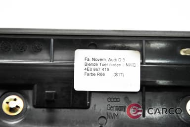 Лайсна кора врата задна лява 4E0867419 за AUDI A8 седан (4E_) 4.2 TDI quattro (2002 - 2010)