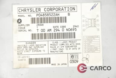 CD чейнджър P04858522AH за CHRYSLER SEBRING седан (JR) 2.0 (2000 - 2007)