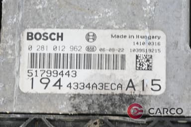 Компютър двигател 51799443 за FIAT CROMA (194) Facelift 1.9 D Multijet (2005)