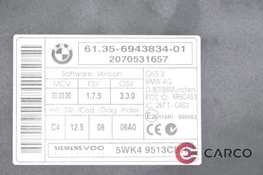 CAS модул 61356943834 за BMW 3 Touring (E91) 320 d (2005 - 2012)