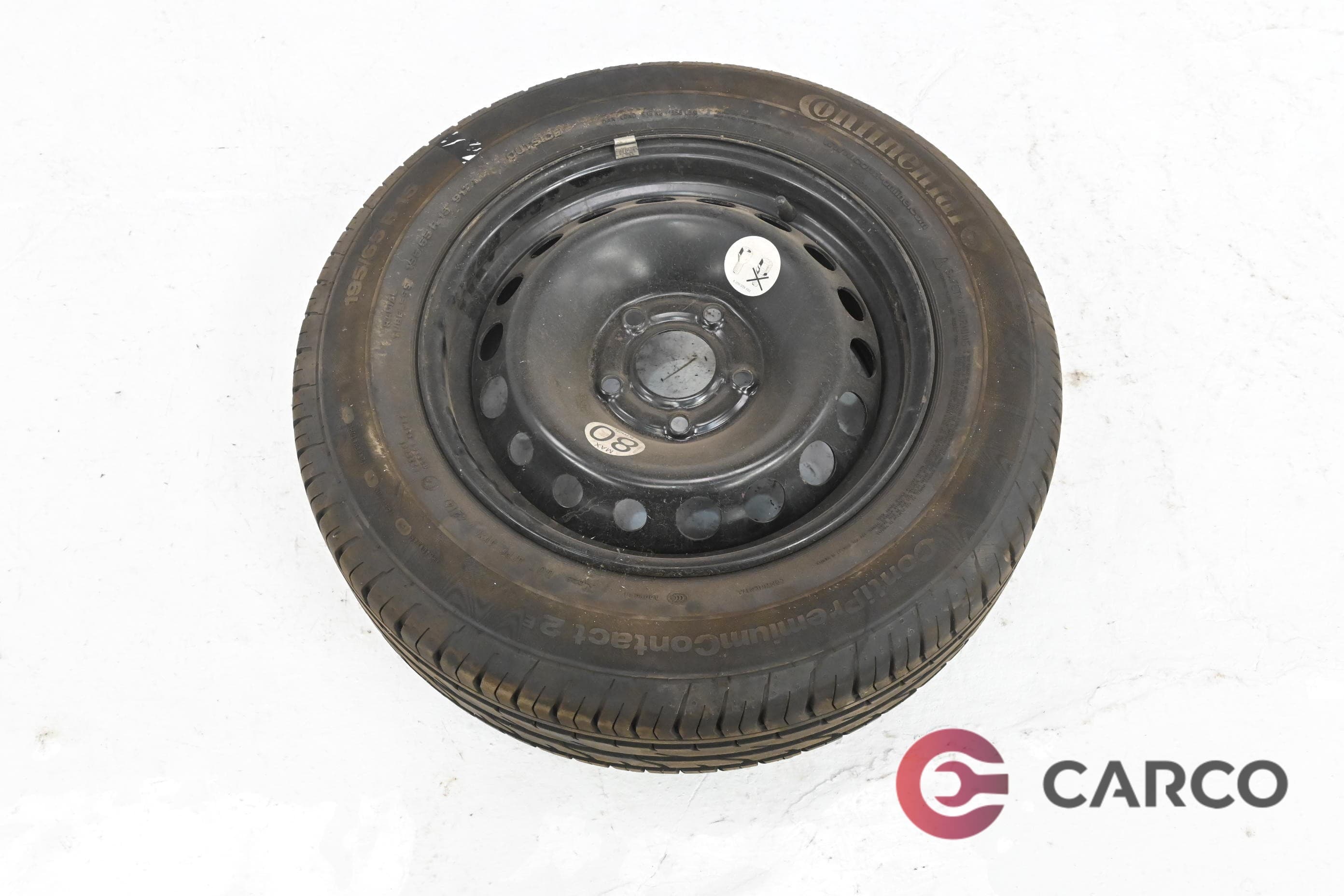 Резервна гума патерица 15 цола Continental 195/65 R15 DOT 4214 6.5J15H2H ET 43 5x114.3 Ц.О. 66.1 1 Брой за RENAULT MEGANE III хетчбек (BZ0_) 1.5 dCi (BZ0C) (2008)